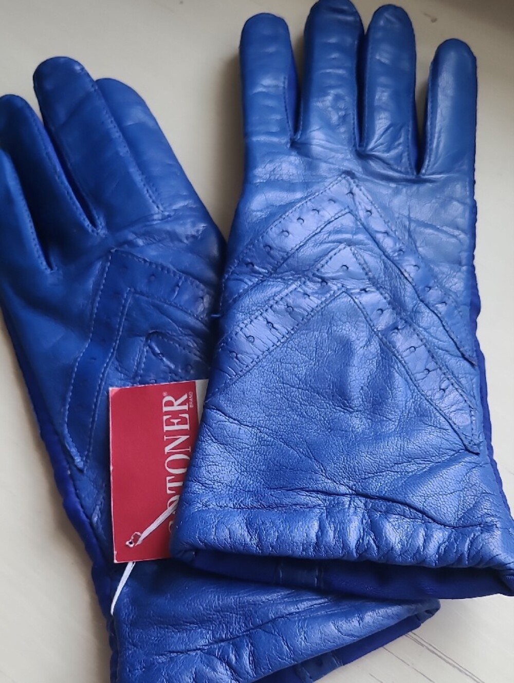 Vintage Aris Isotoner Driving Gloves Electronic Blue Leather NWT One Size Rare